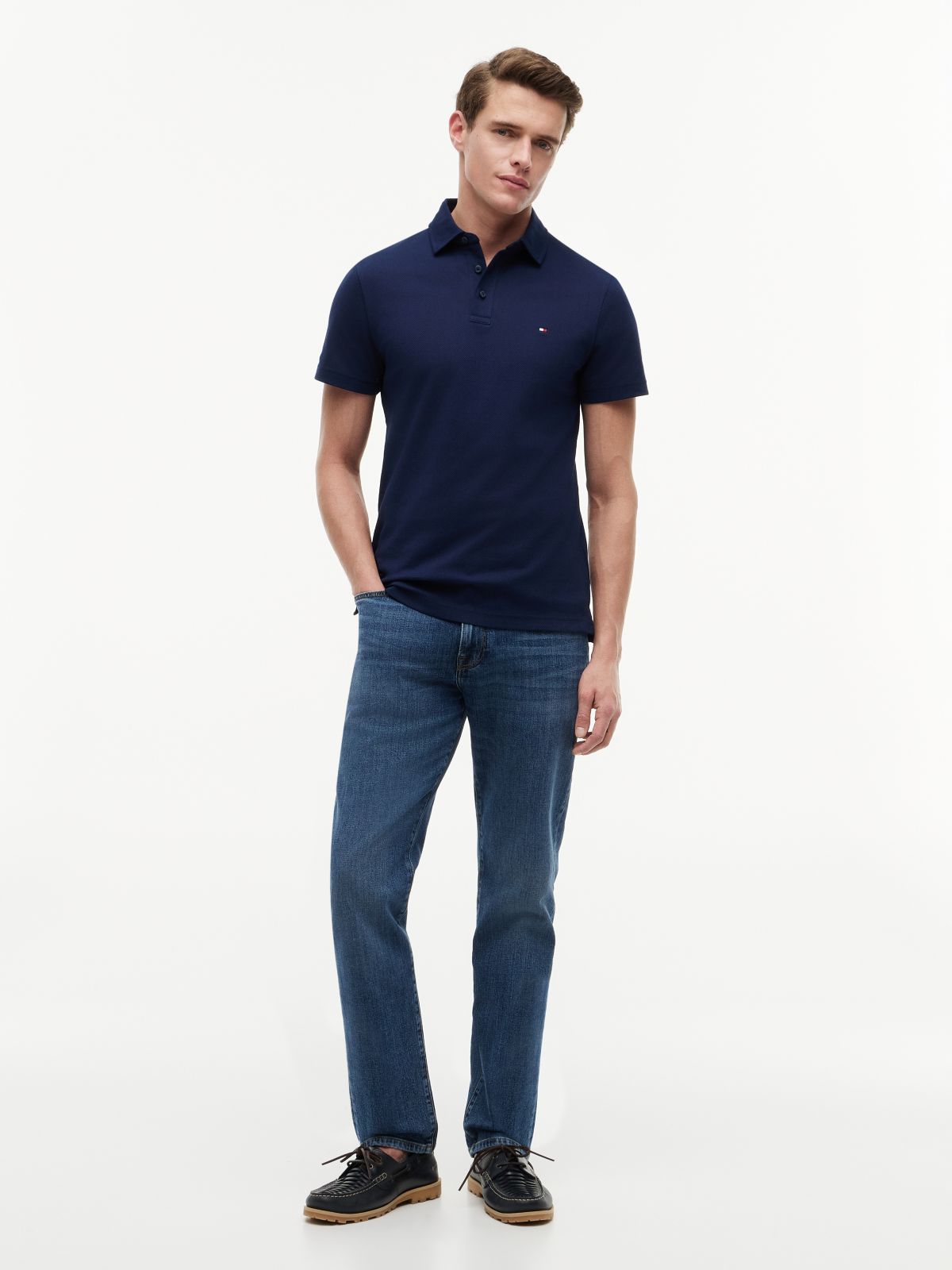 Regular Fit Mesh Jersey Polo Shirt — Blue