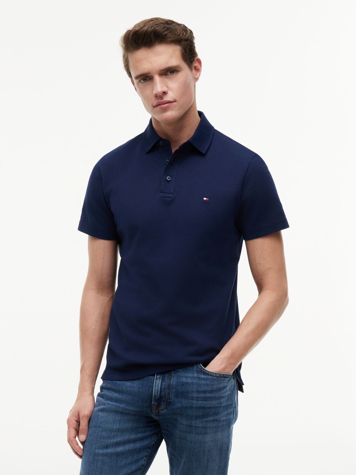 Regular Fit Mesh Jersey Polo Shirt — Blue