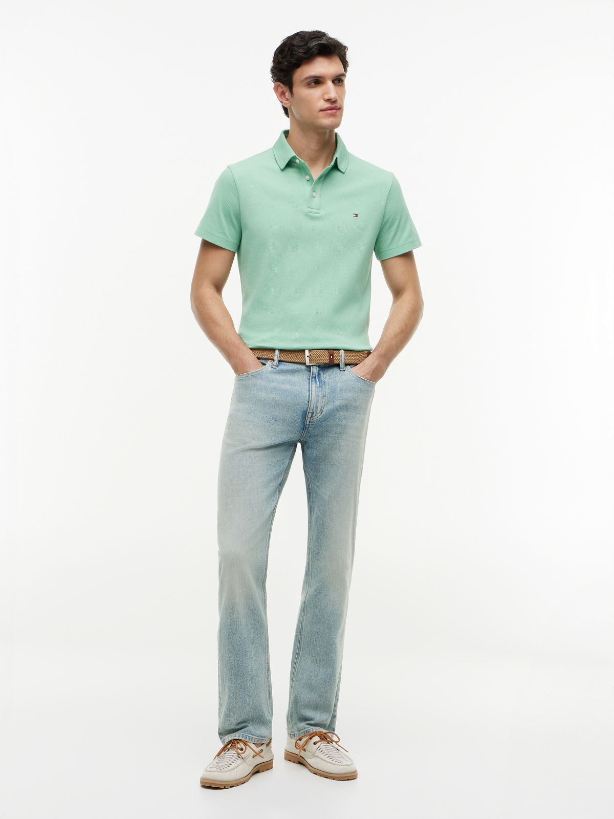 Regular Fit Mesh Jersey Polo Shirt — Green