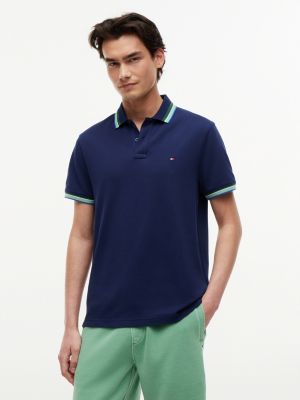 polo à coupe standard et liseré blue pour hommes tommy hilfiger