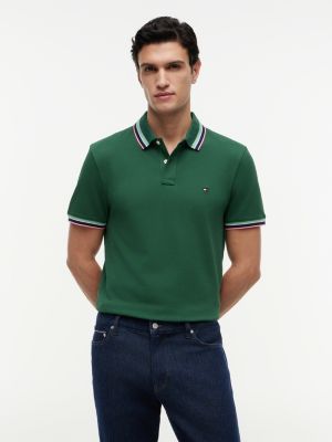 polo à coupe standard et liseré green pour hommes tommy hilfiger