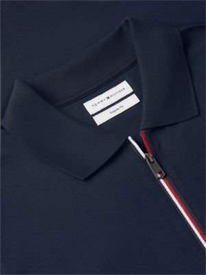 blue regular fit fluid cotton polo shirt for men tommy hilfiger