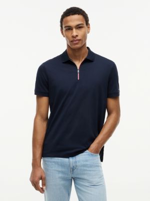 blue regular fit fluid cotton polo shirt for men tommy hilfiger