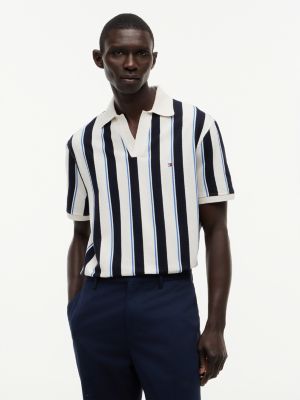 multi relaxed fit stripe crepe polo shirt for men tommy hilfiger