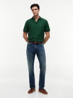 Relaxed Fit Stripe Crepe Polo Shirt — Green 2