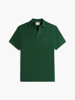 Relaxed Fit Stripe Crepe Polo Shirt — Green 5