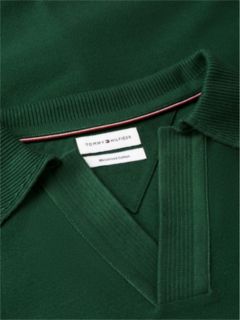 Relaxed Fit Stripe Crepe Polo Shirt — Green 6