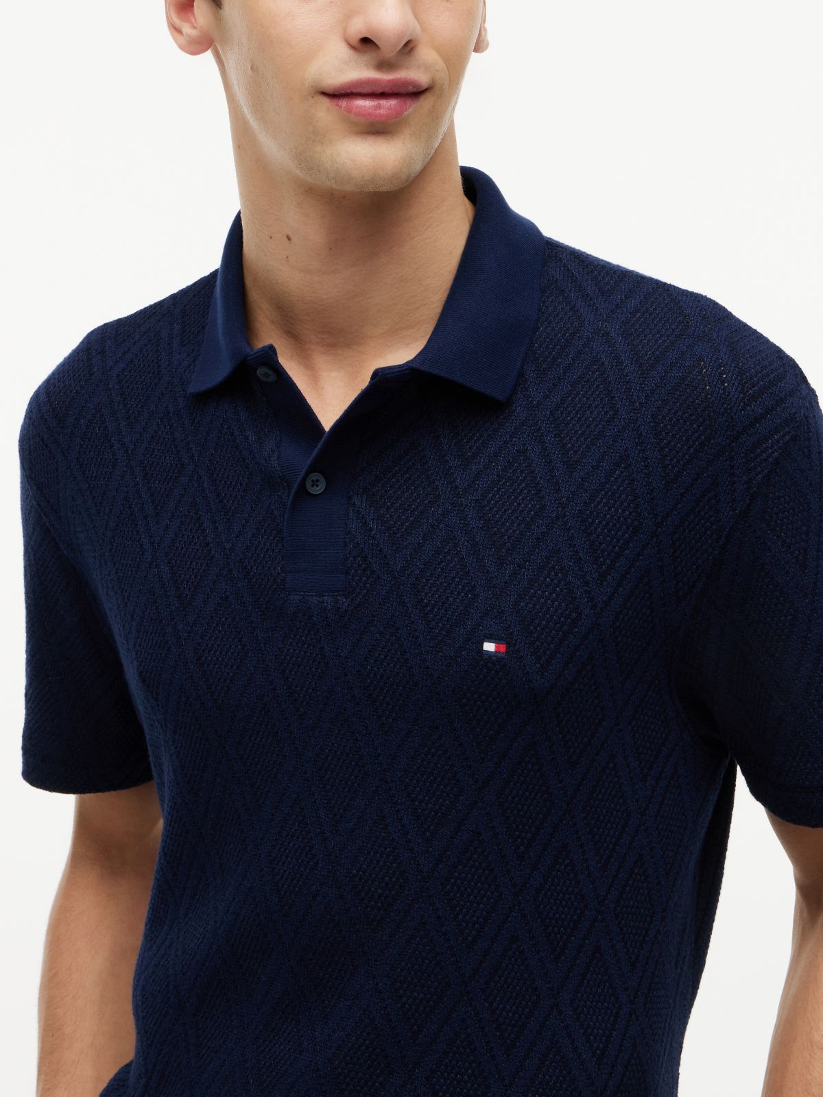 Classic Fit Jacquard Polo Shirt — Blue