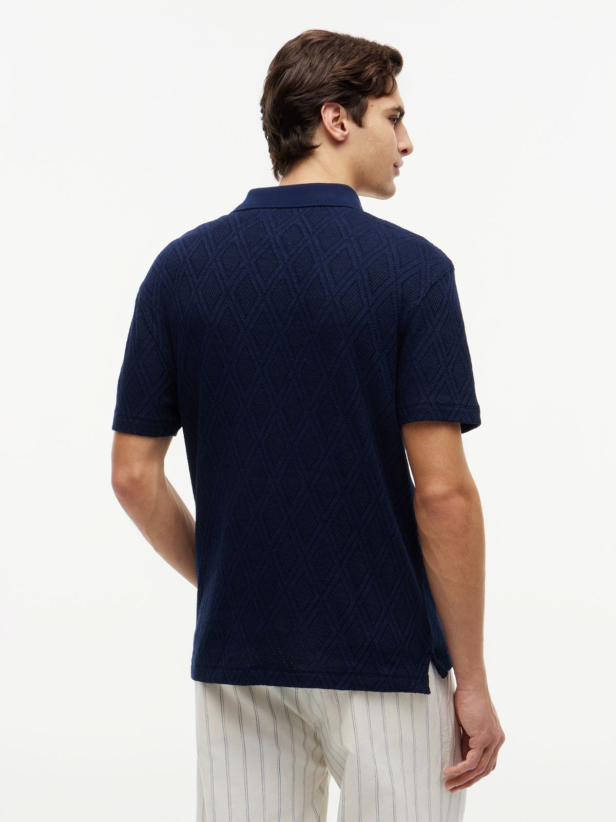 Classic Fit Jacquard Polo Shirt — Blue