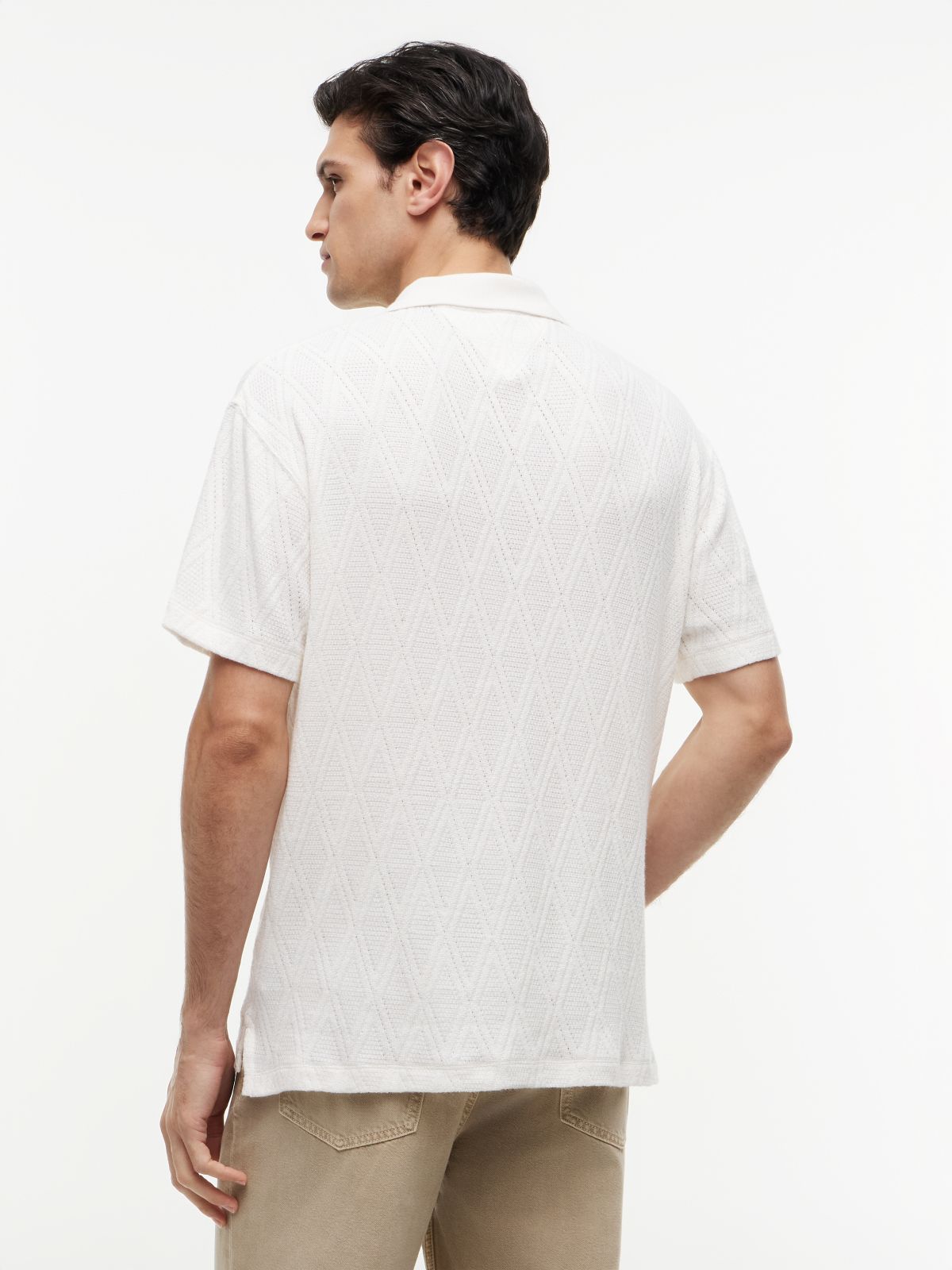 Classic Fit Jacquard Polo Shirt — Beige