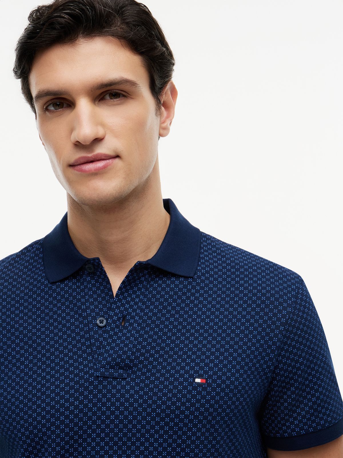 Regular Fit Geometric Print Polo Shirt — Blue