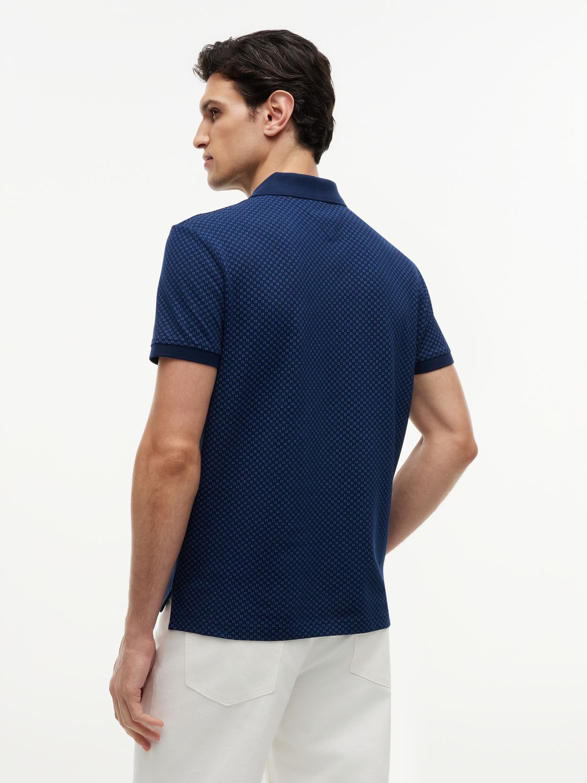 Regular Fit Geometric Print Polo Shirt — Blue