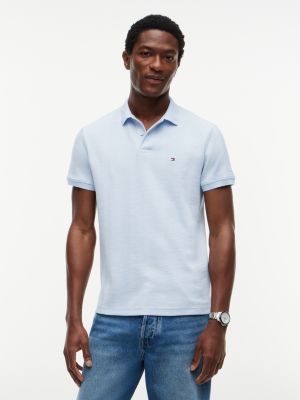 blue regular fit tonal stripe polo shirt for men tommy hilfiger