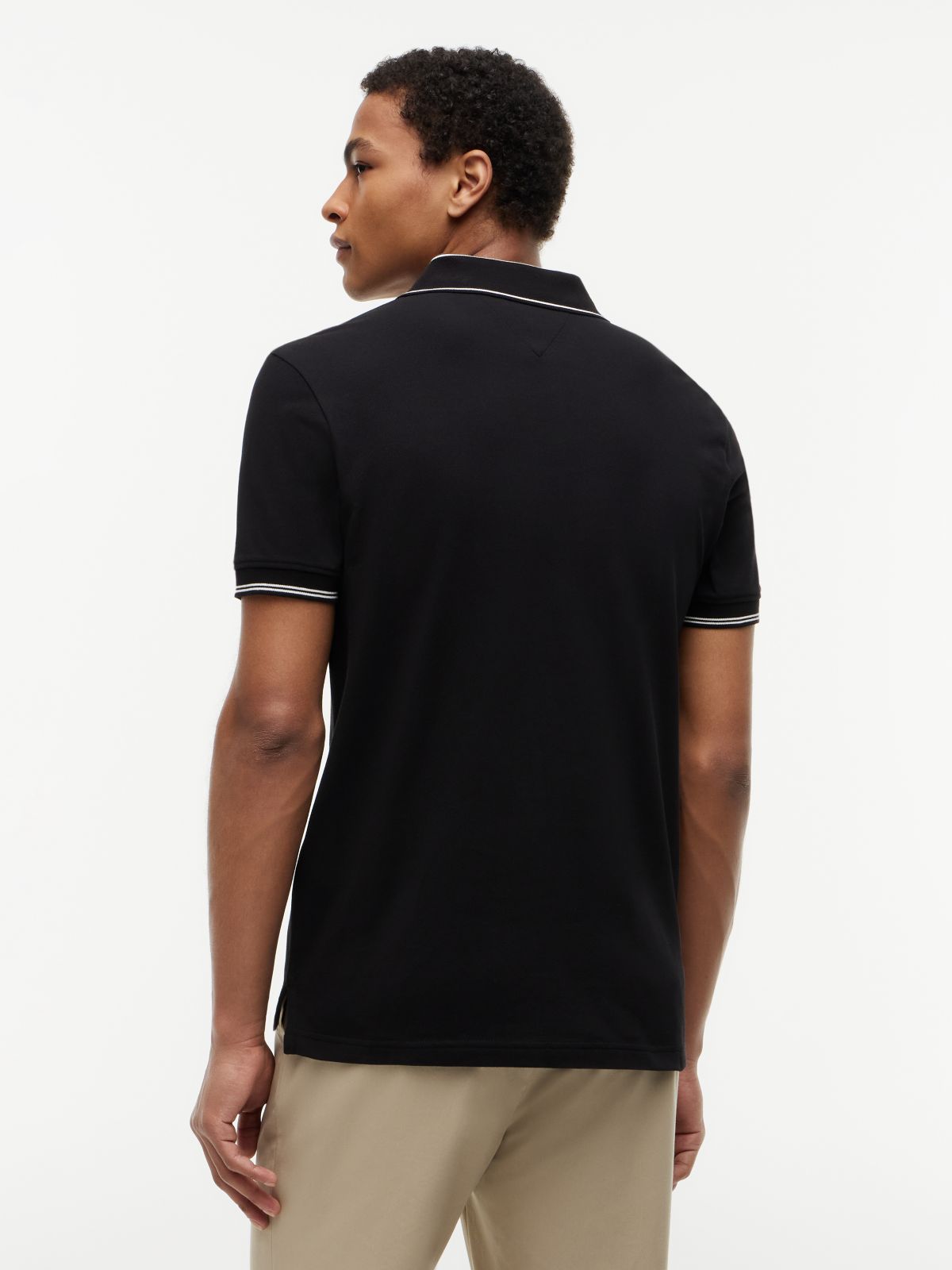 Heritage Regular Fit Stripe Trim Polo Shirt — Black