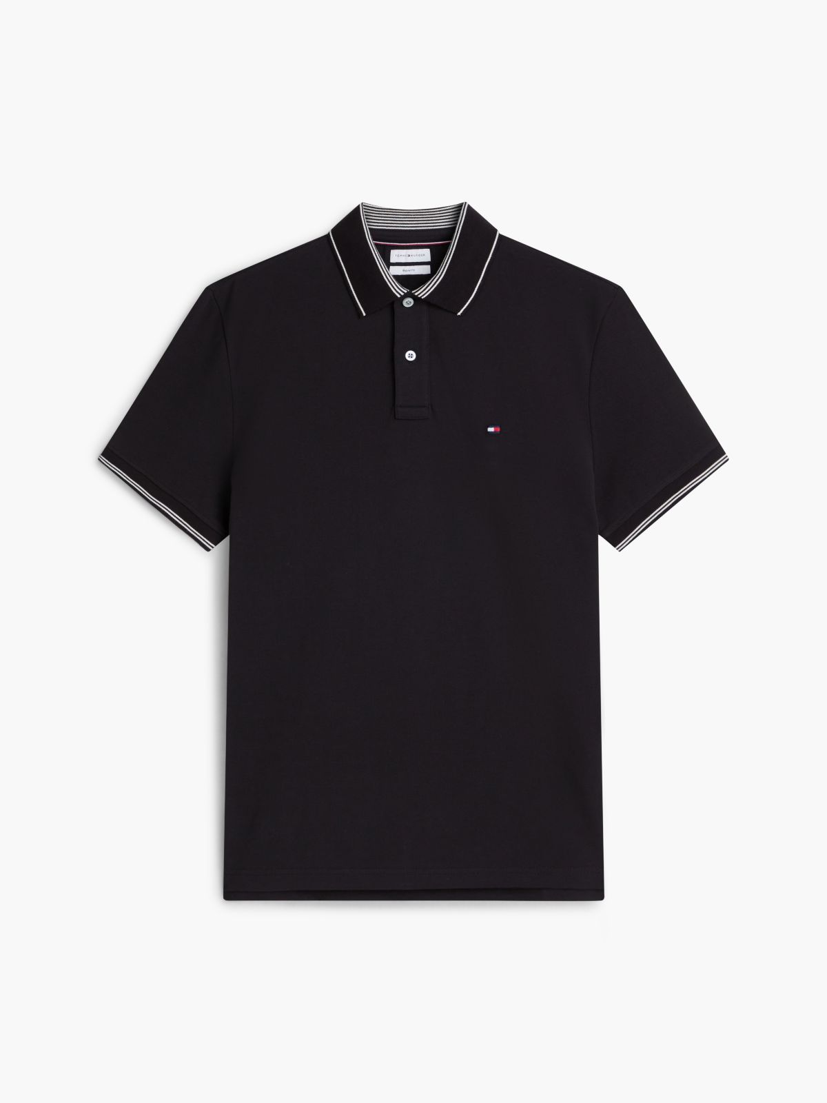 Heritage Regular Fit Stripe Trim Polo Shirt — Black