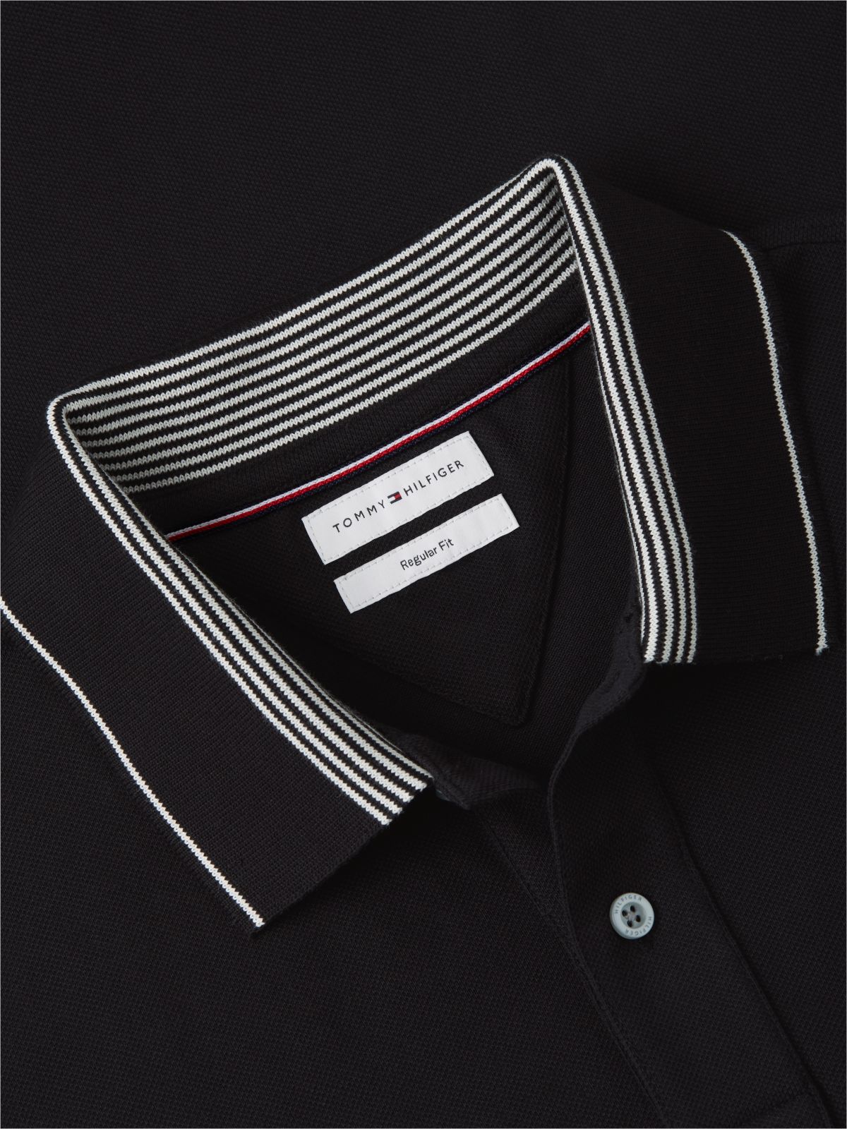 Heritage Regular Fit Stripe Trim Polo Shirt — Black