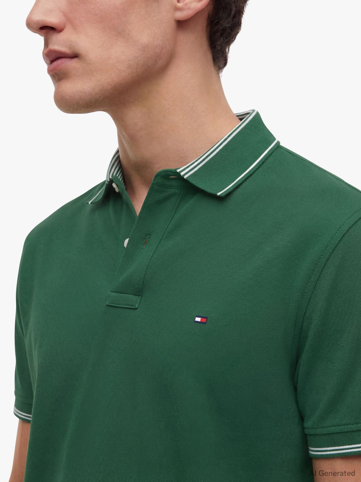 Heritage Regular Fit Stripe Trim Polo Shirt — Green