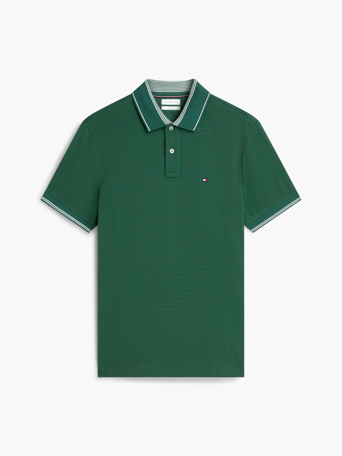 Heritage Regular Fit Stripe Trim Polo Shirt — Green