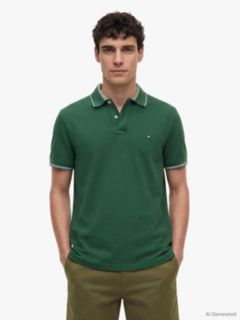 Heritage Regular Fit Stripe Trim Polo Shirt — Green 1