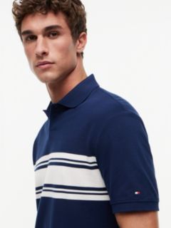 Classic Fit Stripe Pique Polo Shirt — Blue 3