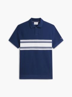 Classic Fit Stripe Pique Polo Shirt — Blue 5