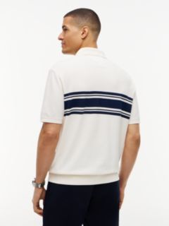 Classic Fit Stripe Pique Polo Shirt — Beige 4