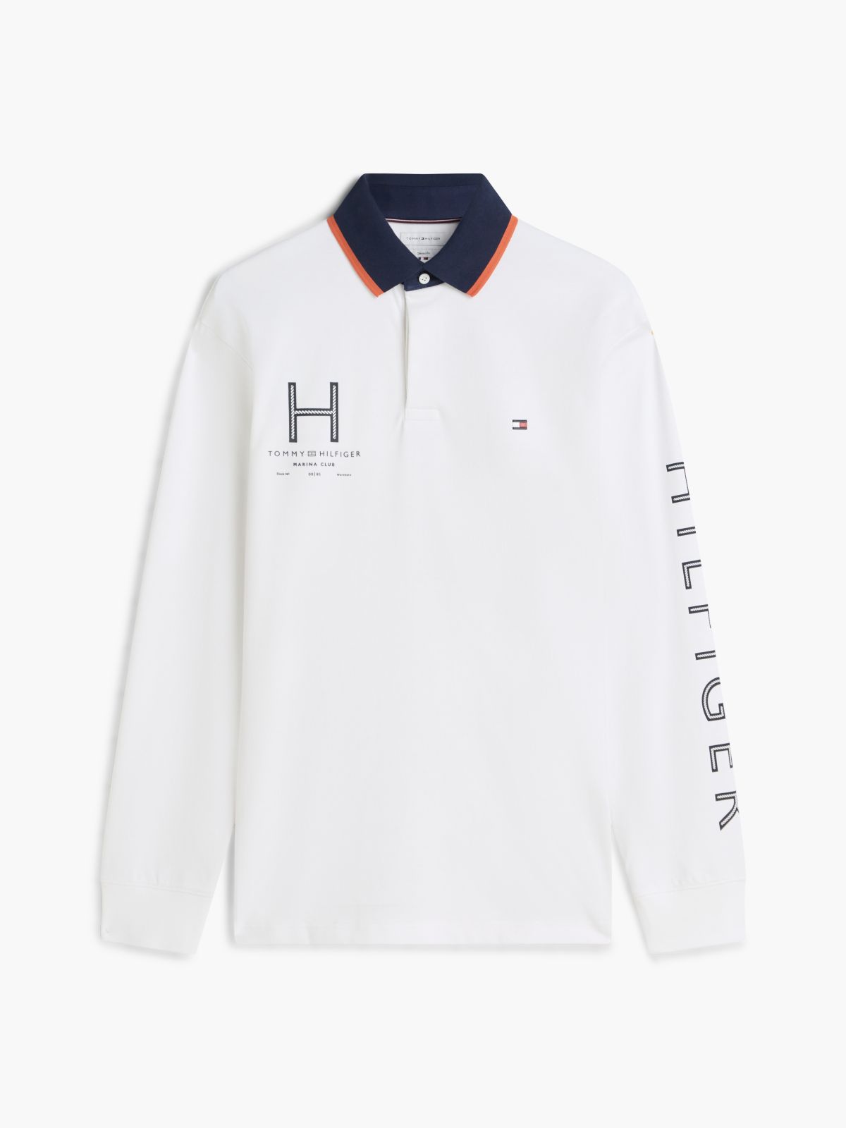 Classic Fit Logo Long Sleeve Polo Shirt — White