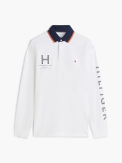 Classic Fit Logo Long Sleeve Polo Shirt — White 6