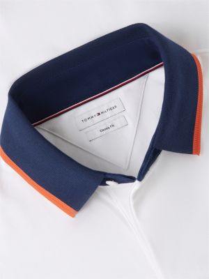 white classic fit logo long sleeve polo shirt for men tommy hilfiger