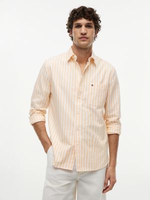 orange regular fit oxford-hemd mit streifen für herren - tommy hilfiger