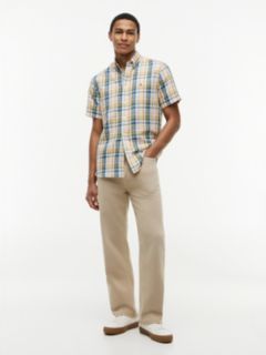 Classic Fit Check Linen Blend Short Sleeve Shirt — Multi 2