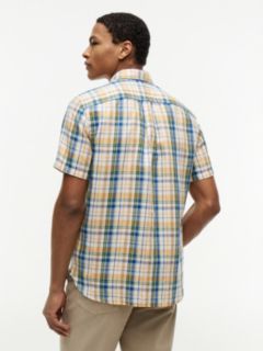 Classic Fit Check Linen Blend Short Sleeve Shirt — Multi 4