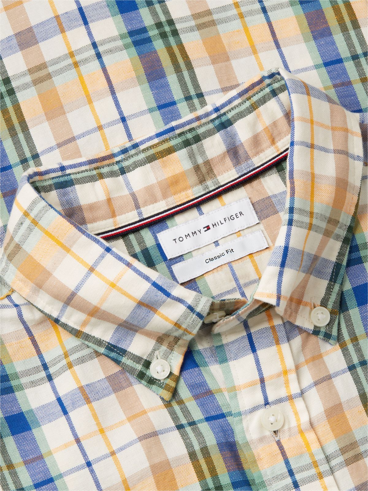 Classic Fit Check Linen Blend Short Sleeve Shirt — Multi