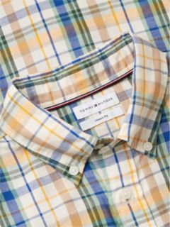 Classic Fit Check Linen Blend Short Sleeve Shirt — Multi 6