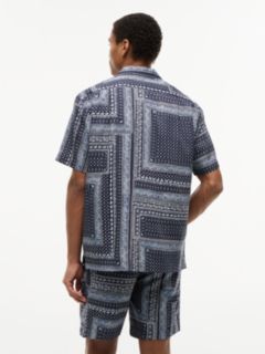 Relaxed Fit Bandana Print Short Sleeve Shirt — Blue 4