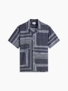 Relaxed Fit Bandana Print Short Sleeve Shirt — Blue 5