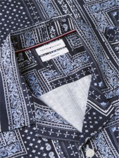Relaxed Fit Bandana Print Short Sleeve Shirt — Blue 6