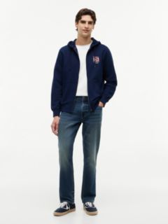 Flag Embroidery French Terry Zip-Thru Hoody — Blue 2