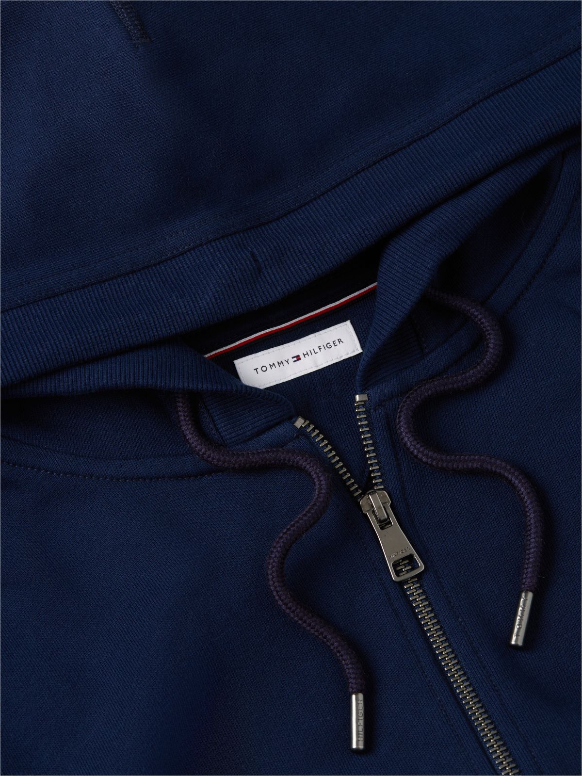 Flag Embroidery French Terry Zip-Thru Hoody — Blue
