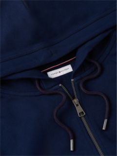 Flag Embroidery French Terry Zip-Thru Hoody — Blue 6