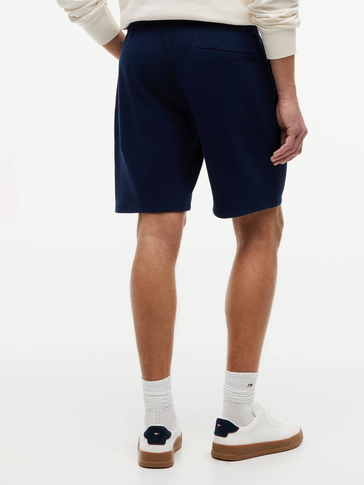 Logo Embroidery Terry Sweat Shorts — Blue