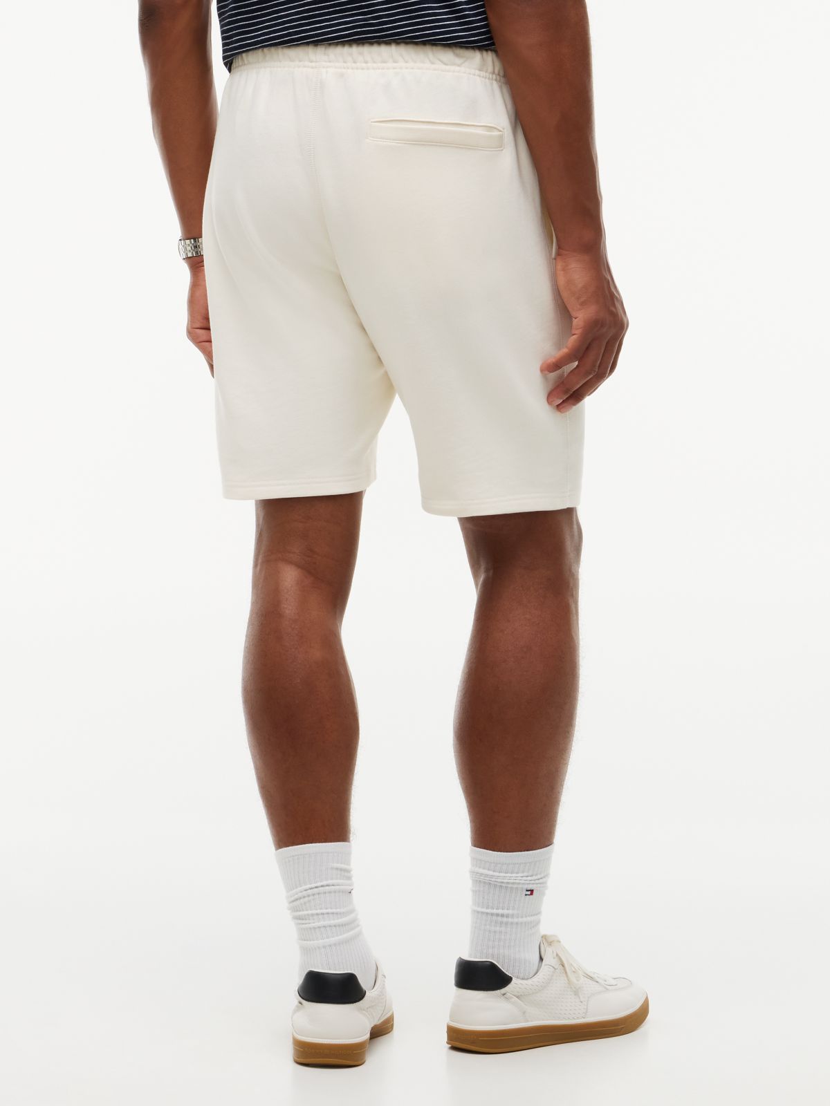 Logo Embroidery Terry Sweat Shorts — Beige