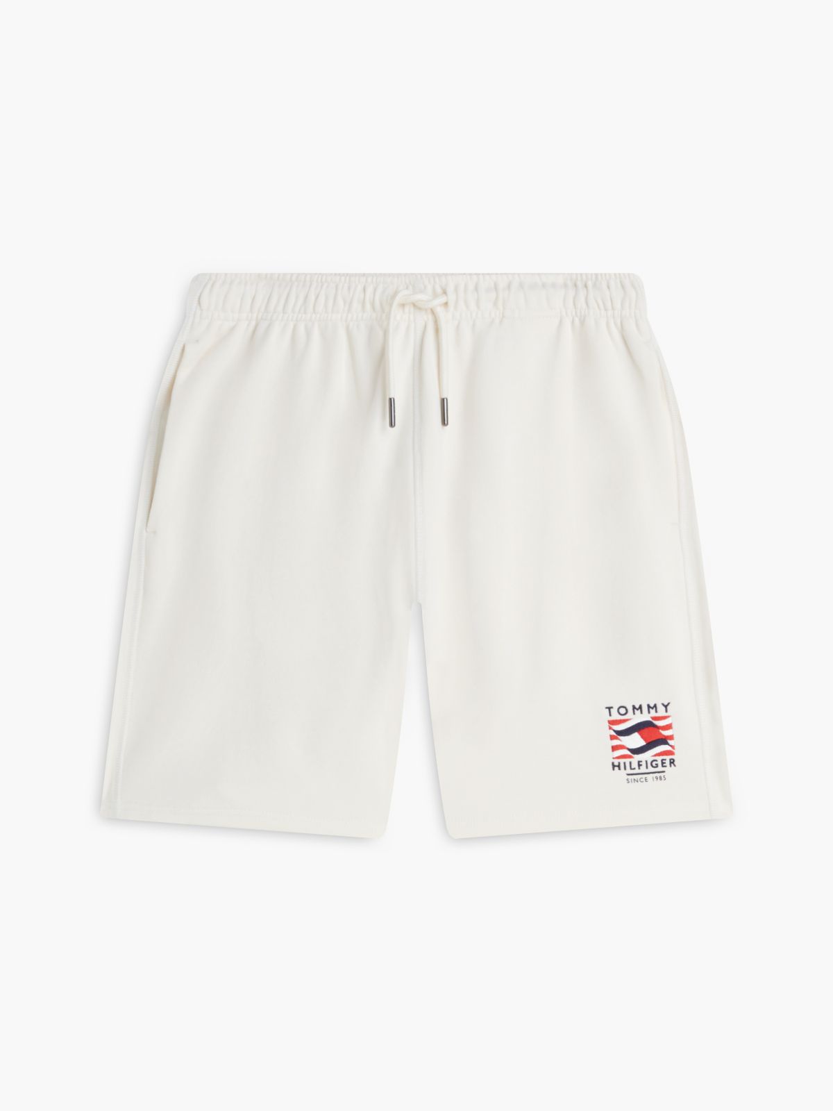 Logo Embroidery Terry Sweat Shorts — Beige