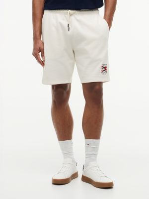 yellow logo embroidery terry sweat shorts for men tommy hilfiger