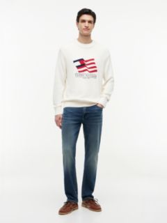 Intarsia Flag Relaxed Crew Neck Jumper — Beige 2