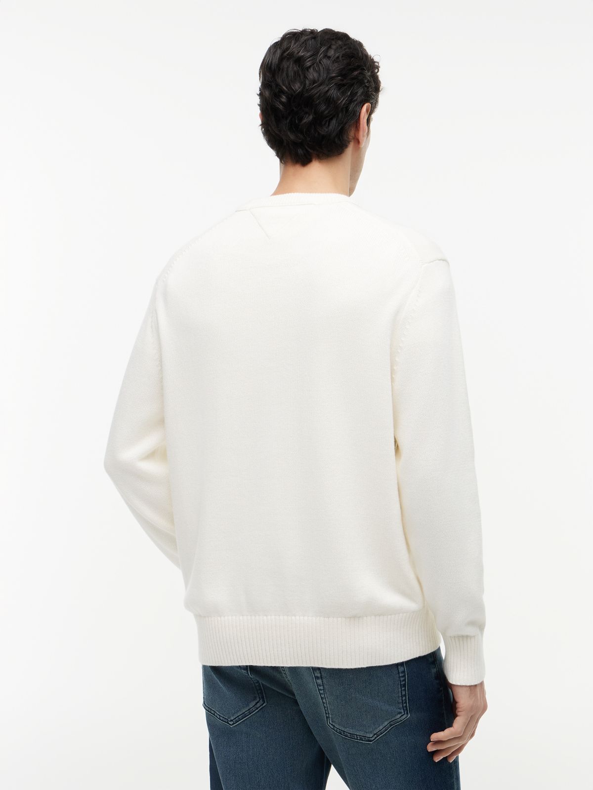 Intarsia Flag Relaxed Crew Neck Jumper — Beige