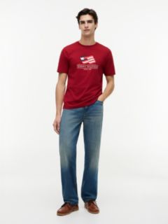 Wavy Flag Appliqué Jersey T-Shirt — Red 2