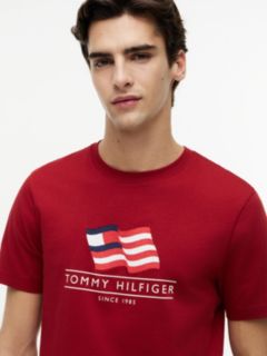 Wavy Flag Appliqué Jersey T-Shirt — Red 3