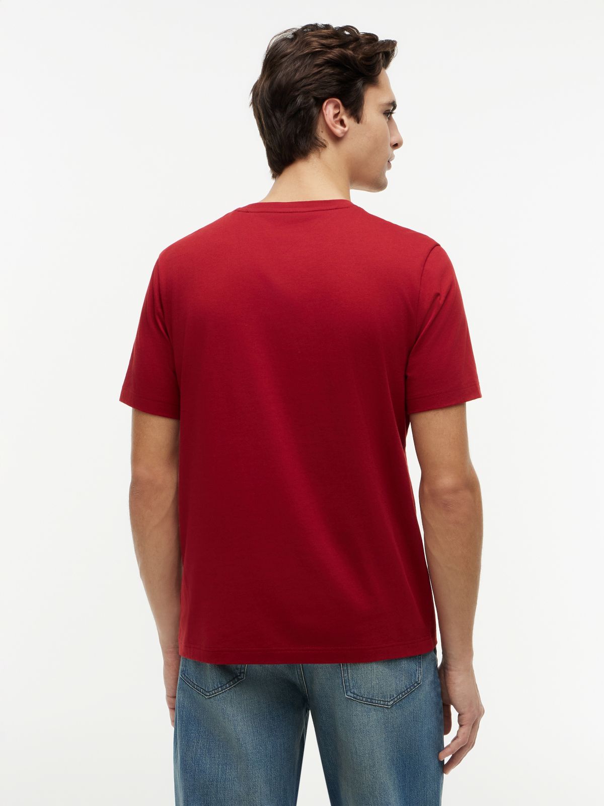 Wavy Flag Appliqué Jersey T-Shirt — Red