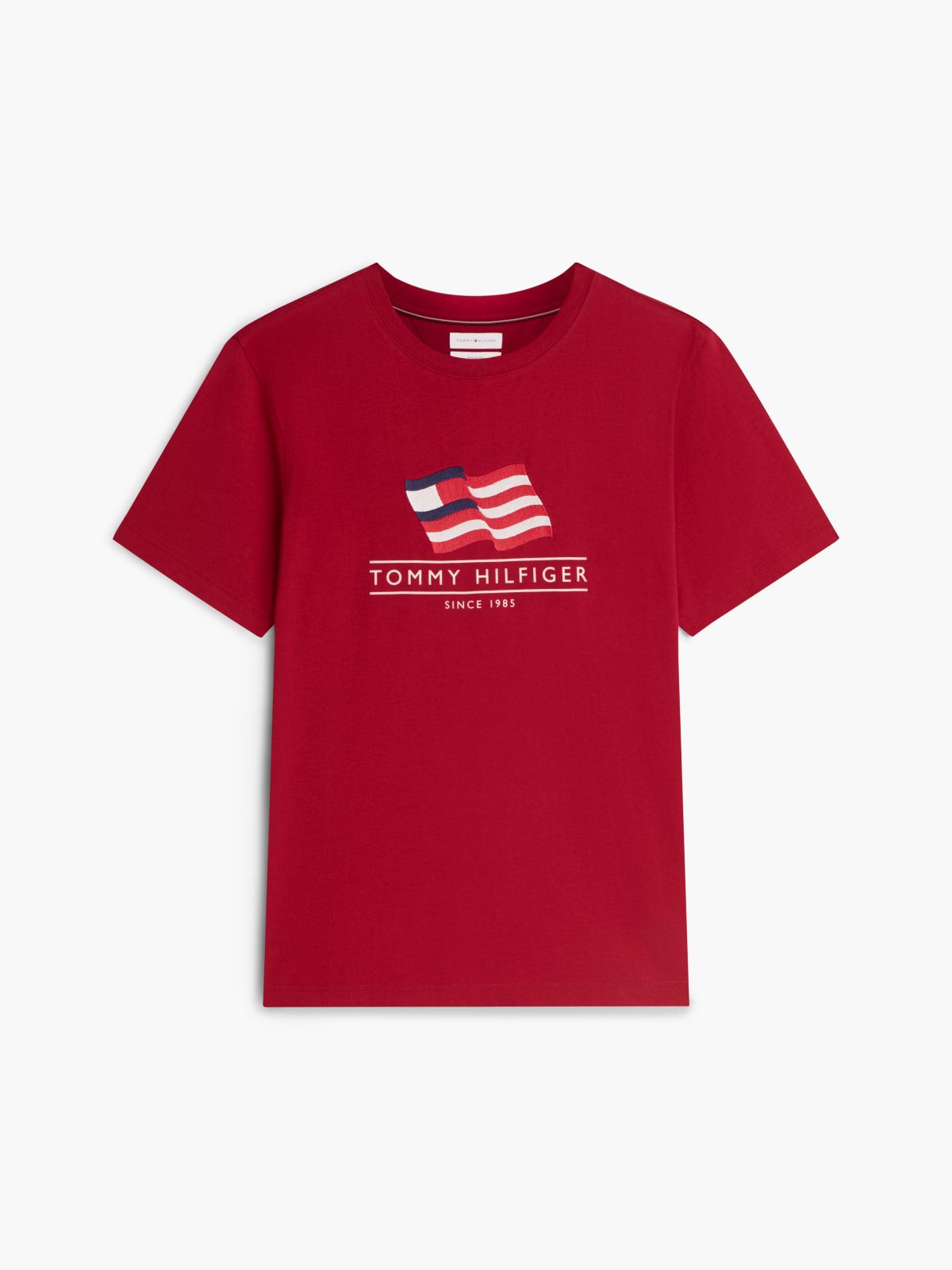 Wavy Flag Appliqué Jersey T-Shirt — Red